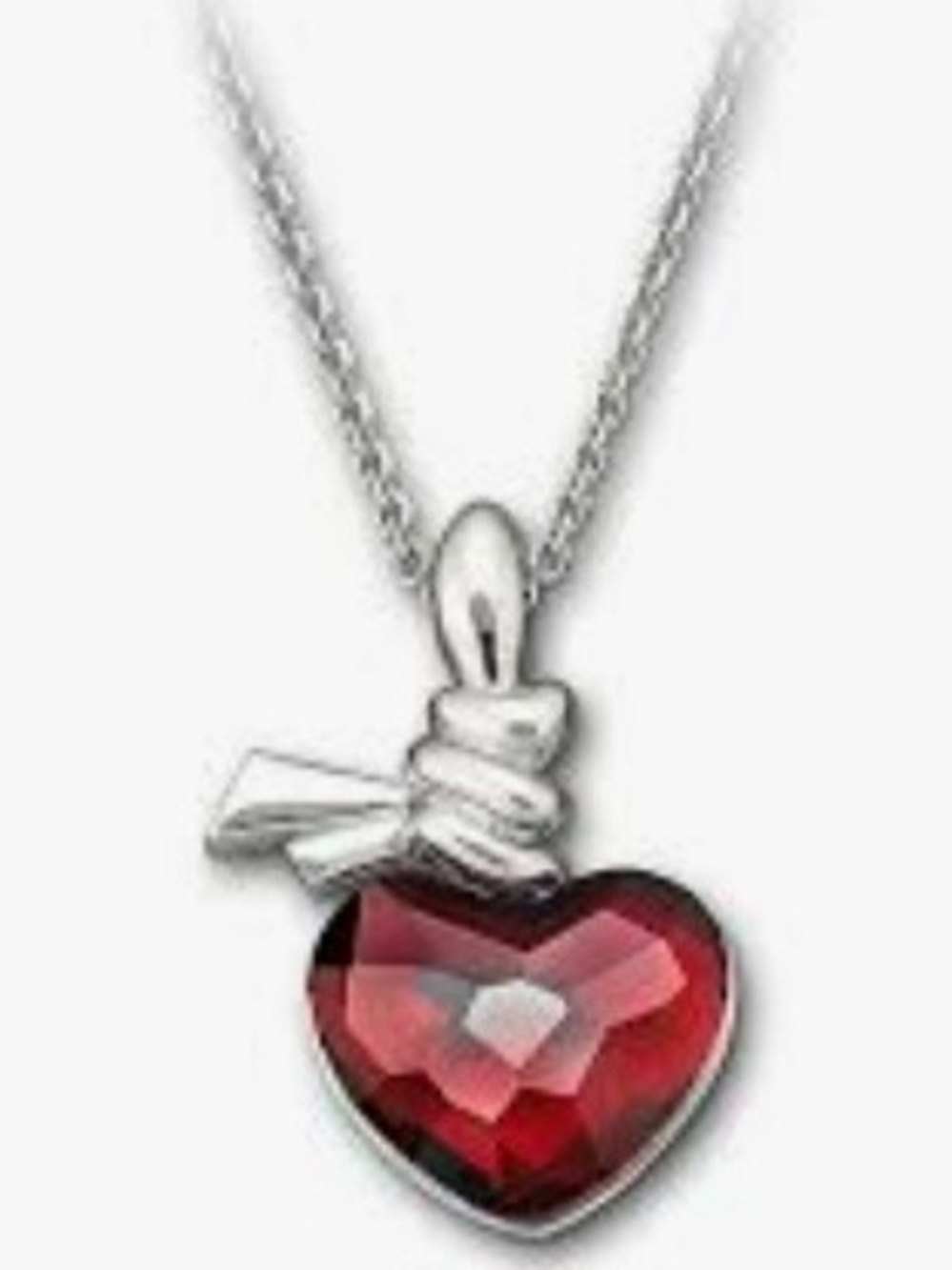 ​Authentic Swarovski Red Crystal Heart & Silver Bow Pendant Necklace Charm